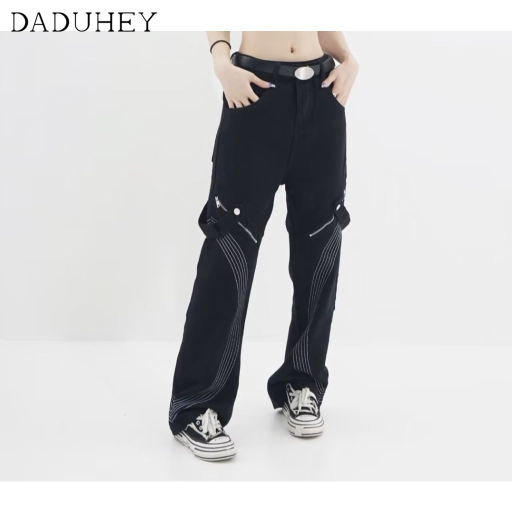 DaDuHey European and American High Street Straight Slightly Flared Jeans Men's Fashion Brand Hip Hop Hiphop Handsome Overalls