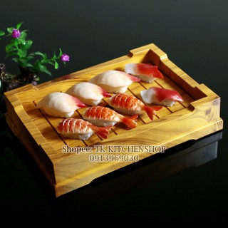 Khay vân gỗ bày sushi hình chữ nhật 3 kích thước