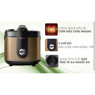 Nồi cơm điện Philips 2 lít HD3132/68 Vàng