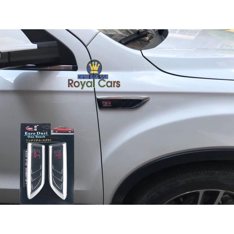 Bộ 2 miếng mang cá ô tô giả hốc gió dán trang trí sườn ô tô xe hơi kiểu dáng thể thao.