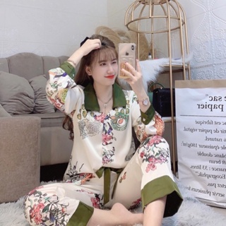 Đồ bộ lụa latin cao cấp tay dài quần dài cổ sen thiết kế QC các kiểu