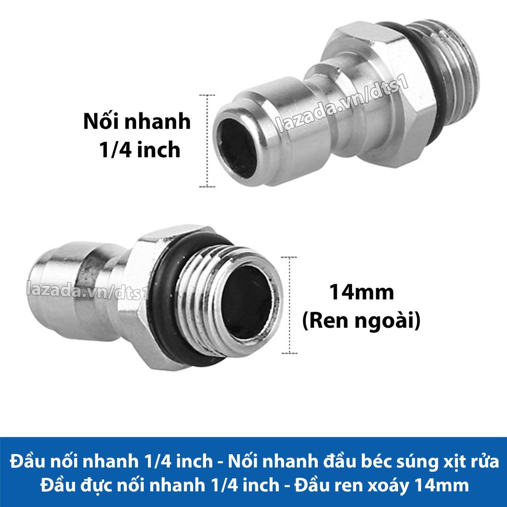 Đầu đực nối nhanh 1/4 inch,nối súng phun với béc xịt rửa, bình phun bọt tuyết máy xịt rửa áp lực cao, máy rửa xe cao