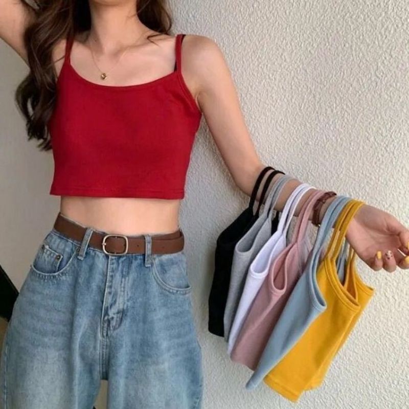 Áo 2 Dây Cotton Croptop Sợi Bún Đệm Nâng Ngực Dáng Ôm Thoáng Mát Freesize <60kg 2S01 | WebRaoVat - webraovat.net.vn