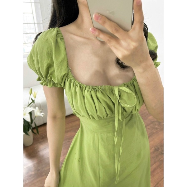 MAXI XANH RỚT VAI DÂY CỔ YẾM CUTOUT LƯNG BOCHUN | BigBuy360 - bigbuy360.vn