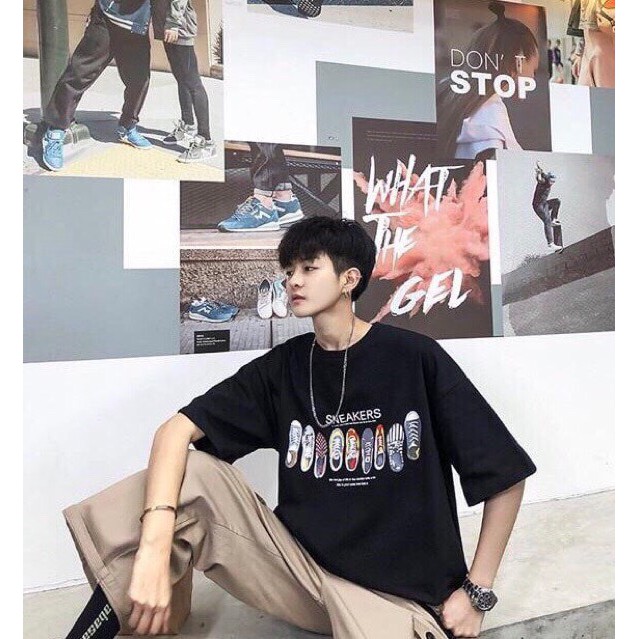 Sale hot! Áo thun tay lỡ dáng rộng nam nữ in hình giày ngộ nghĩnh cực đáng yêu, áo phông tay lỡ form rộng hot hit | BigBuy360 - bigbuy360.vn