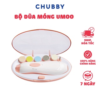 Bộ dũa móng thông minh umoo hoạt động bằng trục quay 360 độ giúp dũa ngắn lại móng bé 1 cách dễ dàng, sạch sẽ