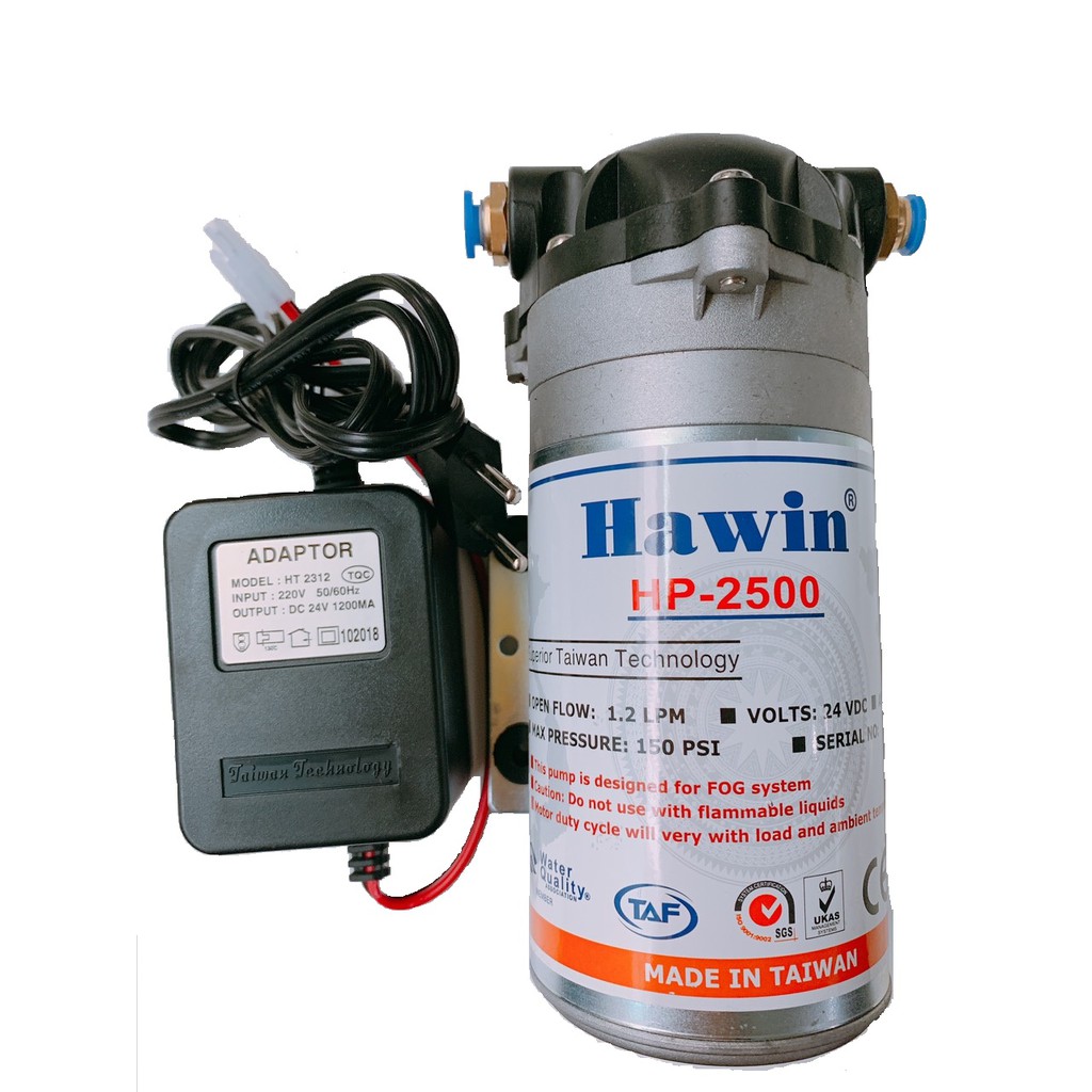 Máy bơm nước mini 24V có thể dùng bơm phun sương áp lực kèm nguồn Adaptor 24V