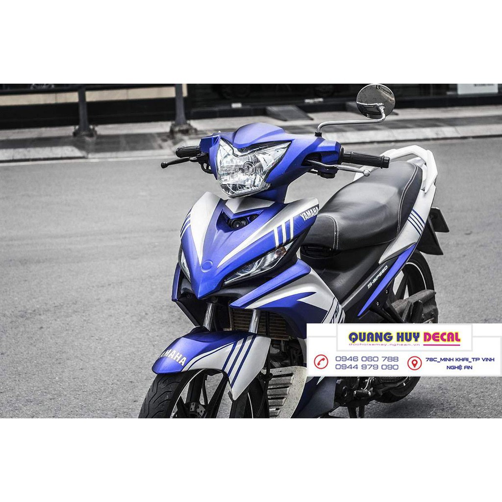 Tem xe exciter 135 xanh trắng, độ team trùm decal xe máy ex dán đời 2011-2014