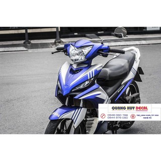 Tem xe exciter 135 xanh trắng, độ team trùm decal xe máy ex dán đời 2011-2014