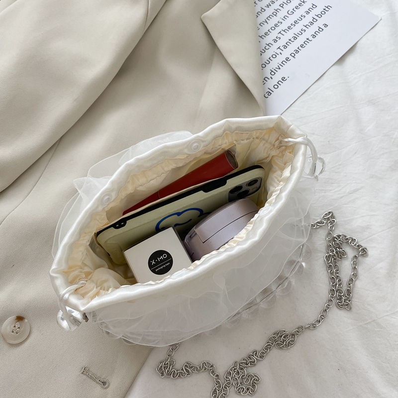 Túi đeo vai phối ren và ngọc trai nhân tạo xinh xắn phong cách Retro 2021