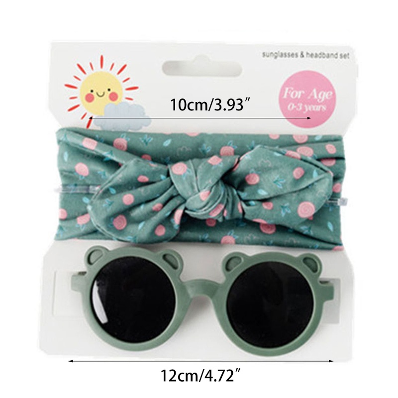 Set 2 Món Kính Mát Và Băng Đô Nơ Chống Tia UV Dành Cho Bé Trai Bé Gái Sơ Sinh Ra Ngoài