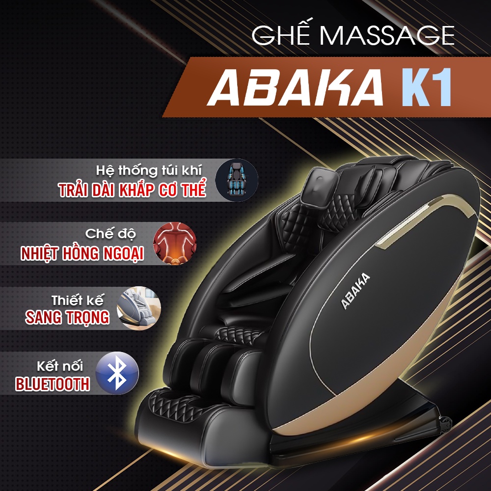 Ghế massage toàn thân Abaka K1 - Nhiệt hồng ngoại toàn thân - Ghế mát xa có loa bluetooth nghe nhạc - Bảo hành 6 năm