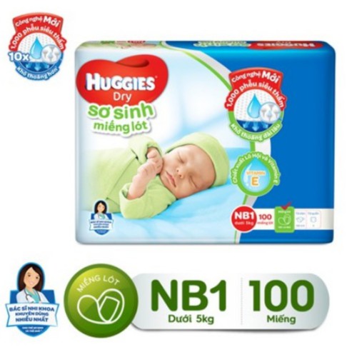 Miếng Lót Sơ Sinh Huggies NB1 56 - 100 Miếng Dành Cho Trẻ Dưới 5kg