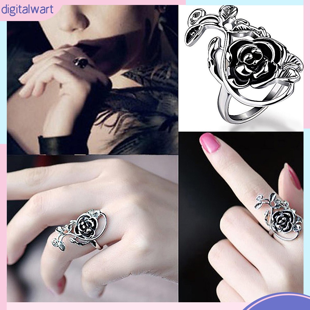 Nhẫn hợp kim mặt hình hoa hồng thời trang cho nữ
