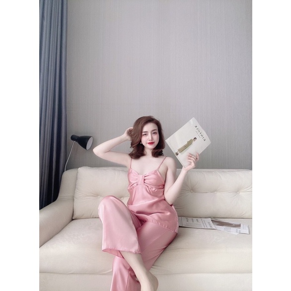 ❌❌❌HOT Đồ ngủ sexy dài dây,đồ ngủ sexy dài có nơ satin loại 1 mềm mịn mát