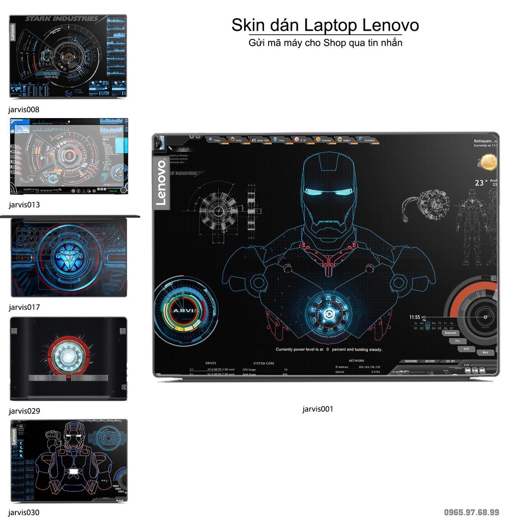 Skin dán Laptop Lenovo in hình Jarvis (inbox mã máy cho Shop)