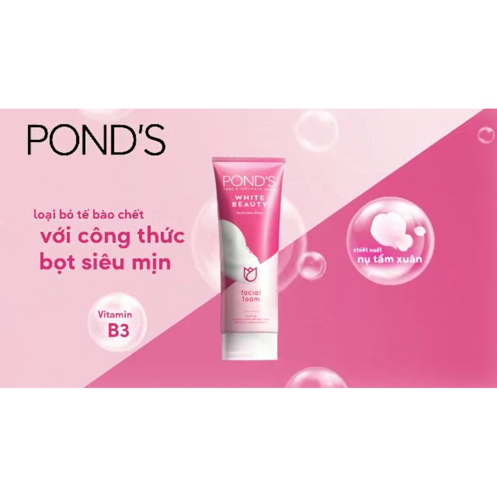 Sữa rửa mặt làm sáng da Pond's White Beauty màu hồng nhiều loại