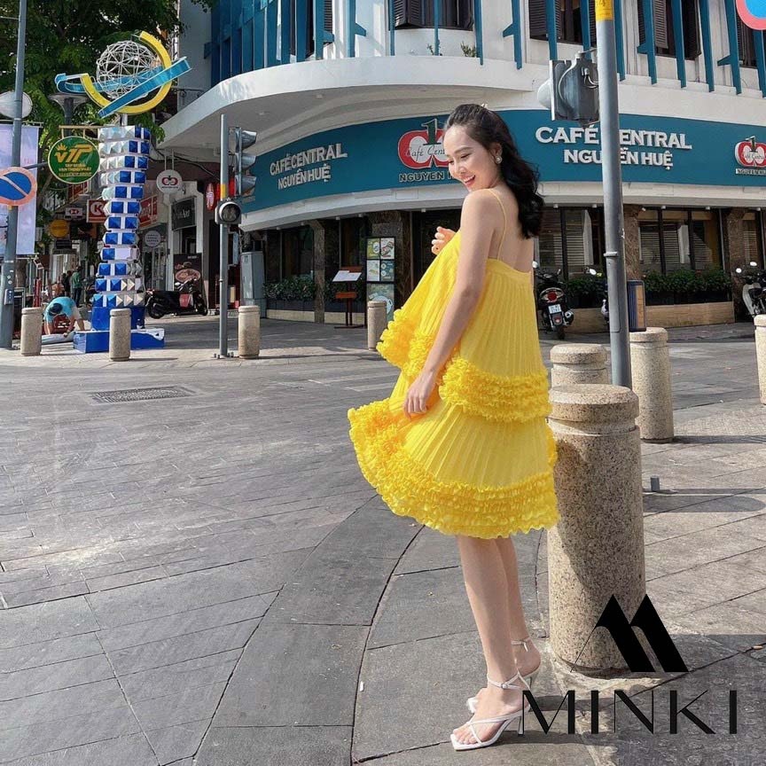 ĐẦM SUÔNG BÈO TẦNG 2 DÂY DẬP LY - CHẤT LIỆU VOAN LÓT CAO CẤP - MÀU HỒNG / VÀNG / TRẮNG