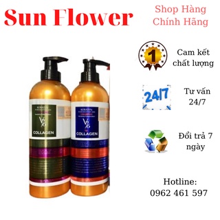 (Hàng Chính Hãng) Dầu GỘI XẢ KERATIN #V76 COLLAGEN 800ml PHỤC HỒI TÓC HƯ TỔN