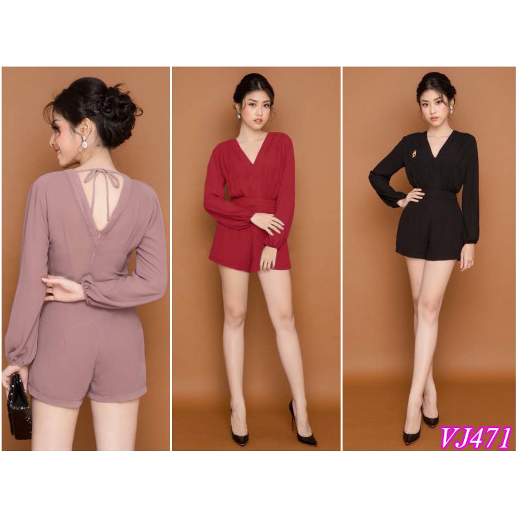 Jum short tay dài hở lưng