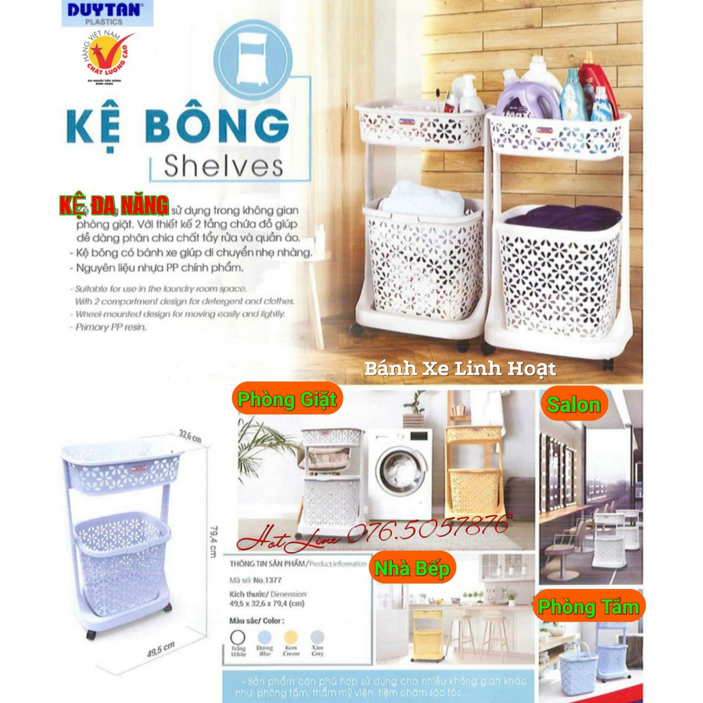 Kệ Bông - Kệ Giặt Đa Năng 2 Tầng Có Bánh Xe nhựa Duy Tân