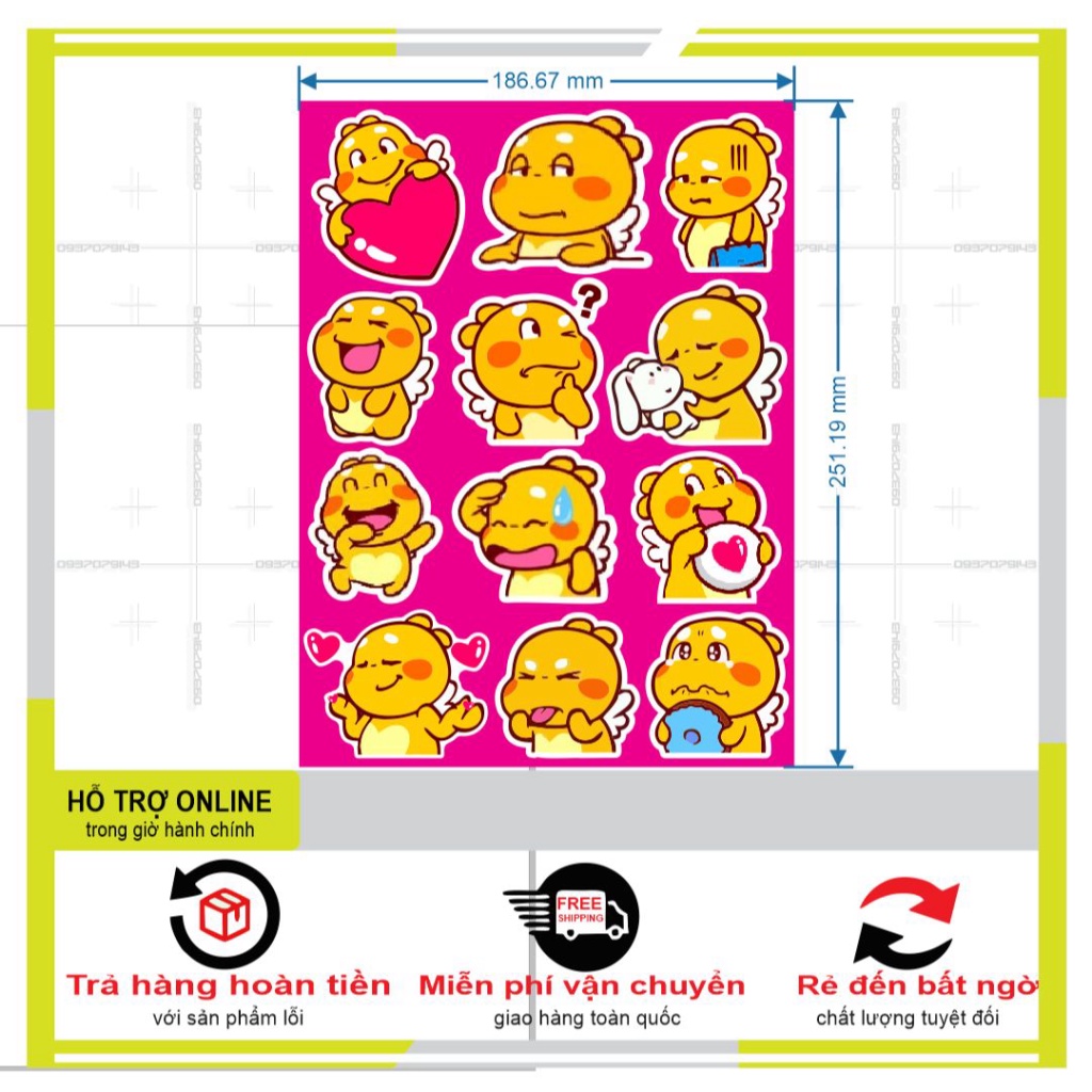 LOGO STICKER DÁN XE MÁY KHỦNG LONG CUTE DỄ THƯƠNG - DUNG DECAL