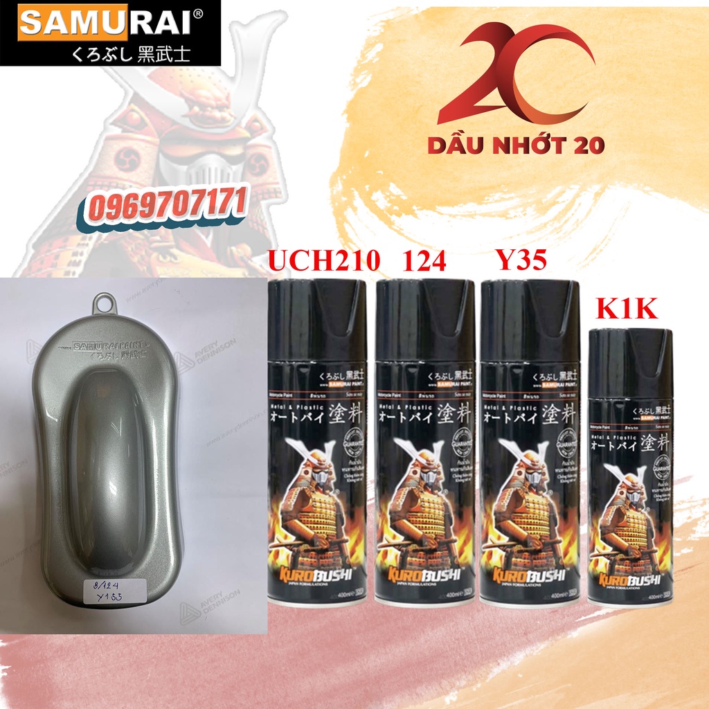 [Combo 3 chai] Combo sơn màu xám đậm. Samurai Y367- màu xám đậm Dark Bluish Grey Yamaha gồm uch210 y367 k1k hoặc 128 128