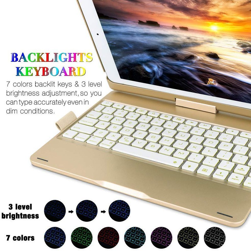Ốp Máy Tính Bảng Da Kèm Bàn Phím Bluetooth Xoay 360 Độ Cho iPad 9.7 10.2 5th 6th 7th 8th gen 9th air 1 2 3 4 5 pro 9.7 10.5 11 2020 2021
