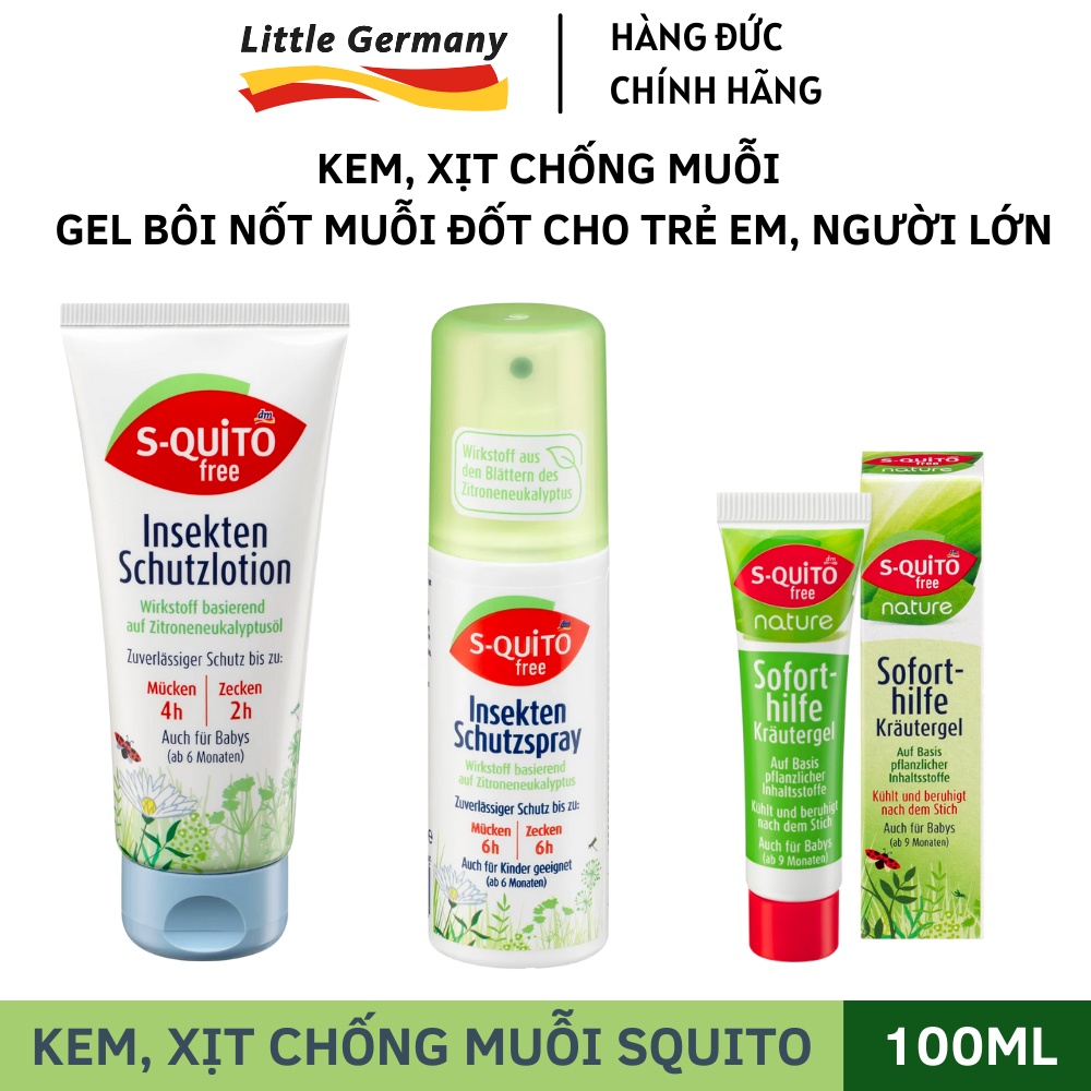 Kem, xịt chống muỗi, gel bôi nốt côn trùng cắn Squito free cho trẻ em 100ml - Bảo vệ làn da mỏng manh cho trẻ nhỏ