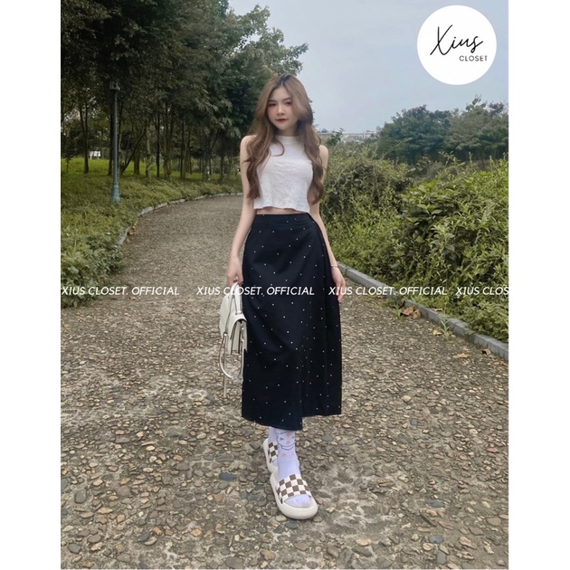 Chân Váy Chấm Bi Dài - CV014