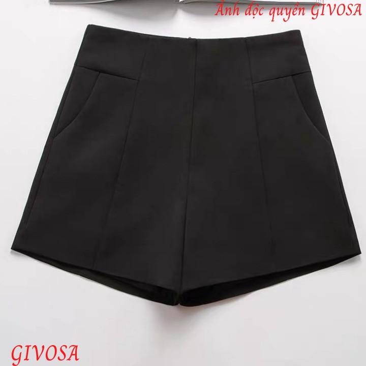 Quần sooc Goness đùi vải cạp cao cho nữ có khoá sau nhiều màu dễ phối đồ | BigBuy360 - bigbuy360.vn