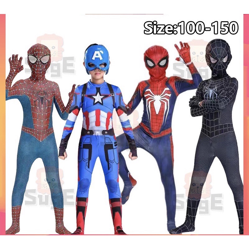 Trang phục hoá trang - Bộ nhện đen mắt đỏ kèm mũ trùm cho bé trai