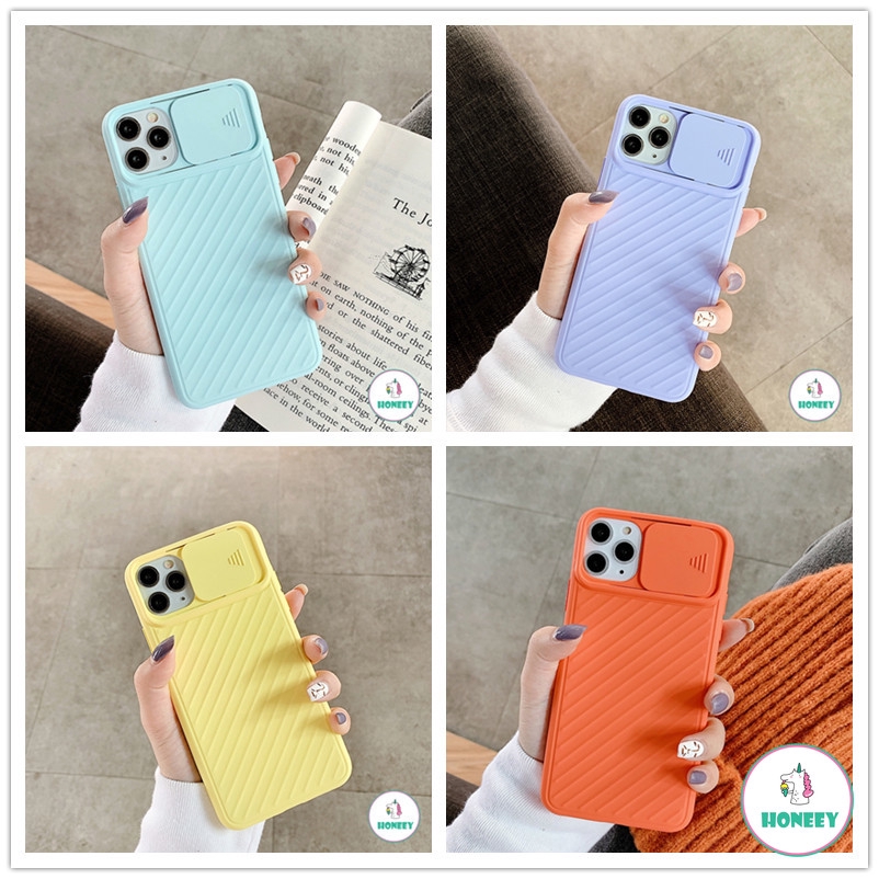 Ốp điện thoại silicon màu kẹo bảo vệ toàn diện có ngăn trượt bảo vệ camera cho iPhone 11 Pro Max XR Xs Max 8 7 Plus | BigBuy360 - bigbuy360.vn