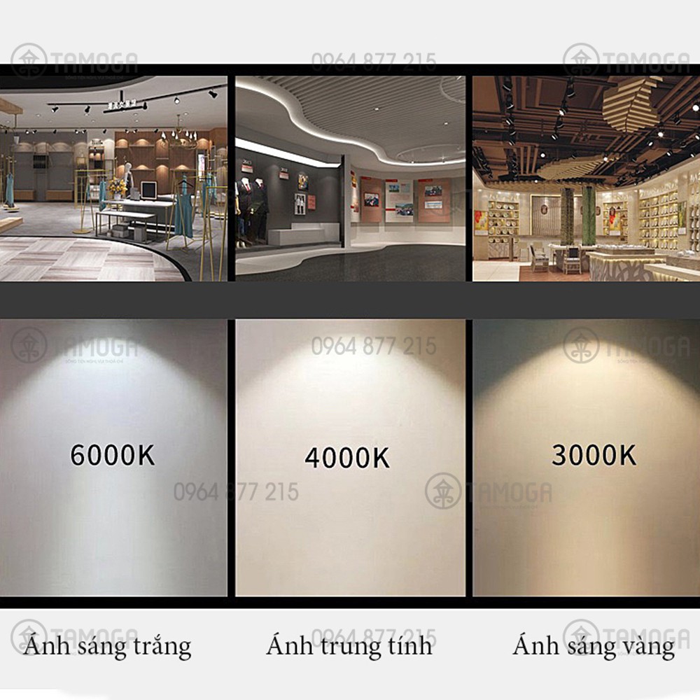 Đèn rọi ray 3 màu, 3 chế độ ánh sáng 20w, 12w, 7w  DR 01