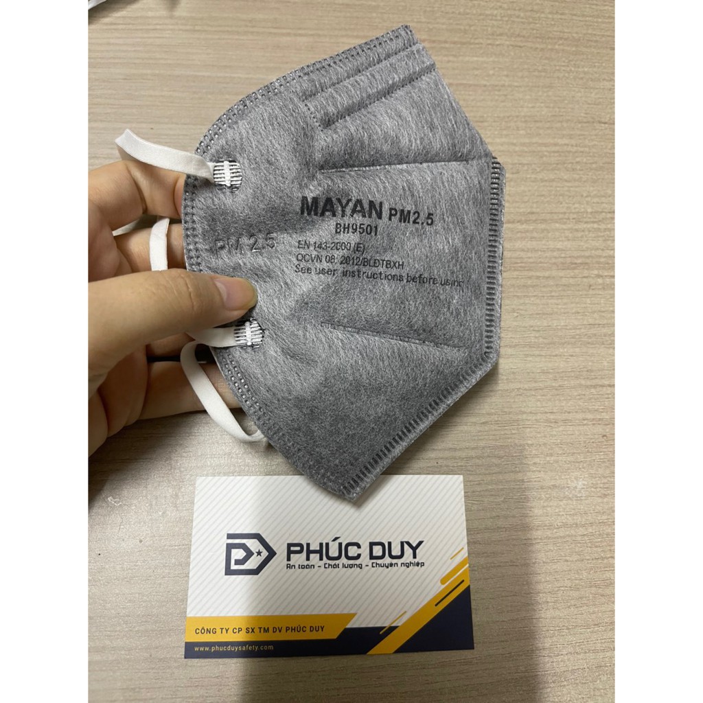 HỘP 60C Khẩu Trang Mayan BH9501 THAN HOẠT TÍNH Chuẩn N95 Ngăn Vi Khuẩn 99%, Lọc Bụi 95% PM2.5