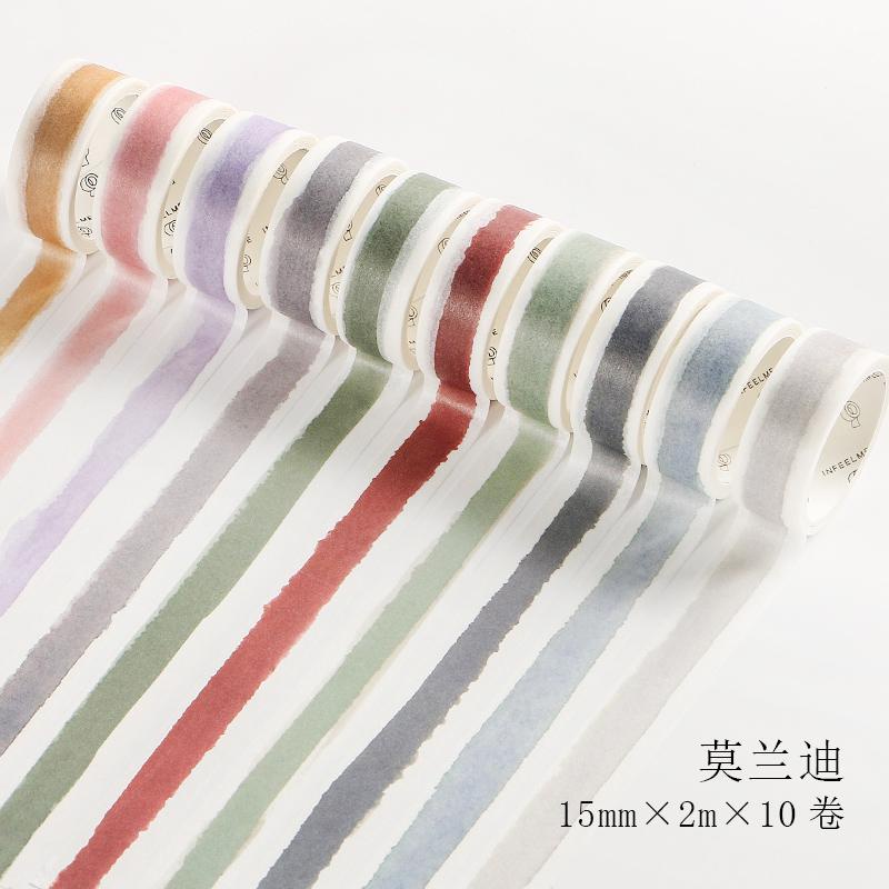 Set 10 cuộn băng keo Washi hình chữ cái và số dùng trang trí sổ tay Diy