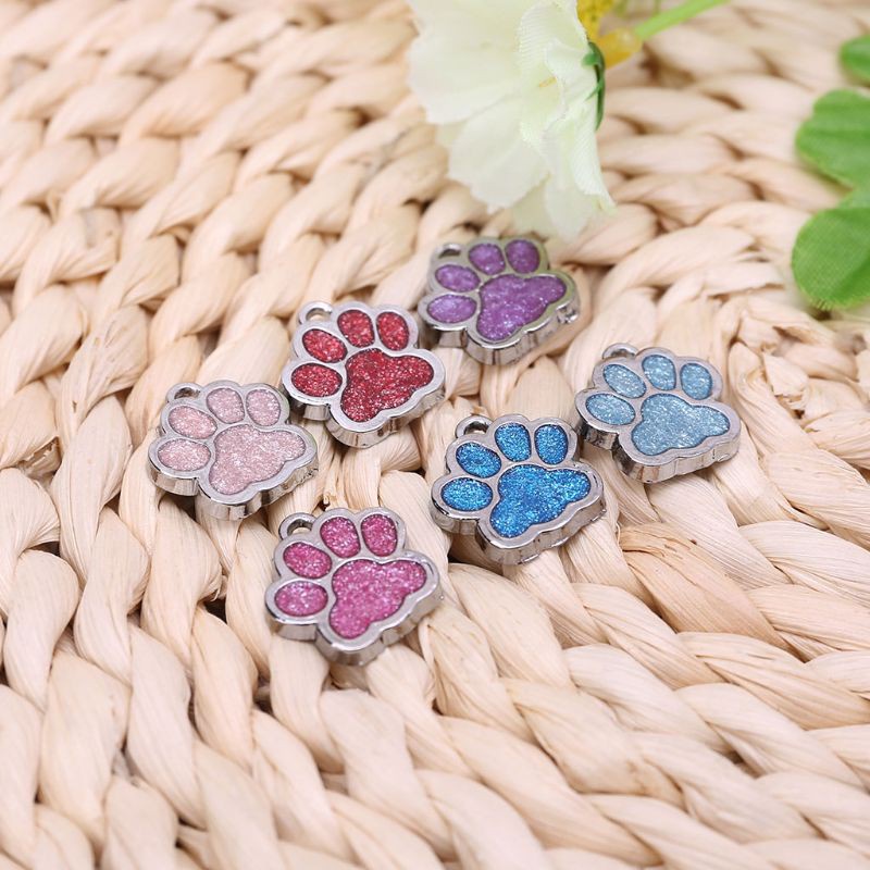 Móc Khóa Hình Dấu Chân Kim Tuyến Sáng Bóng Cho Thú Cưng
