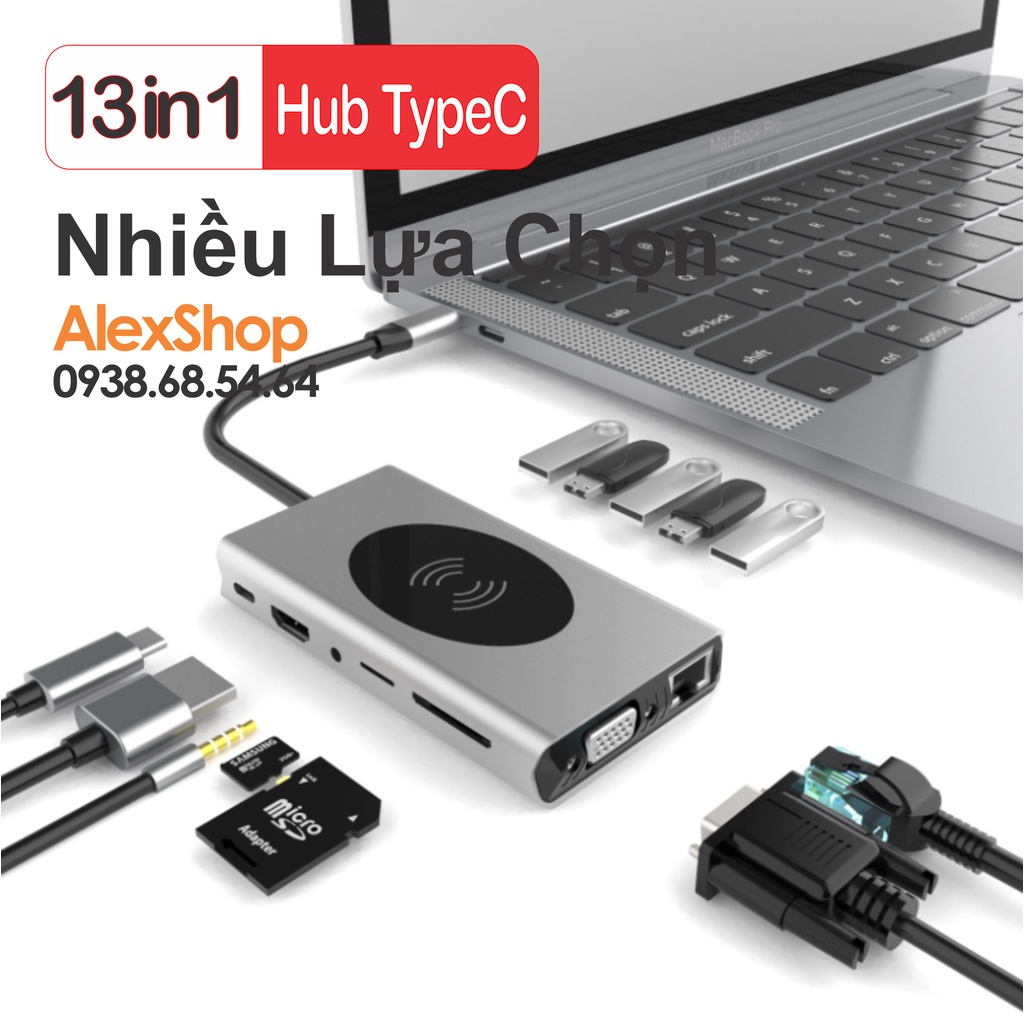 [Nhiều Lựa Chọn] Hub TypeC Đa Kết Nối Đa HDMI, Đọc Thẻ Nhớ, LAN, Audio, Sạc Laptop Điện Thoại