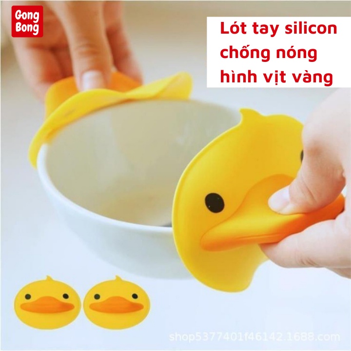 Lót tay silicon chống nóng hình vịt vàng đáng yêu lót bát đĩa cốc cách nhiệt