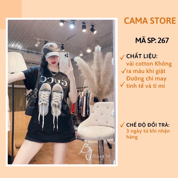 [Mã 44FASHIONSALE1 giảm 10K đơn 50K] Áo thun hình đôi giầy tay lỡ form rộng CaMa Store M267