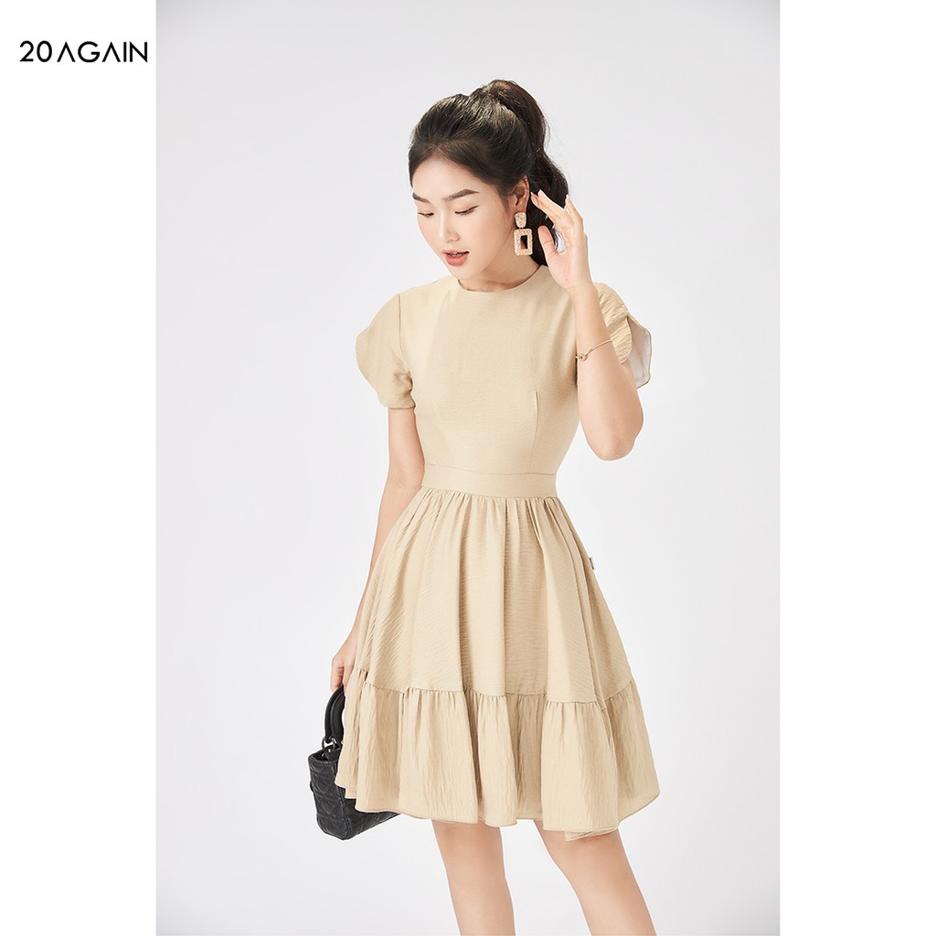 Váy xòe tay nụ hồng 20AGAIN, đầm nhún bèo dịu dàng thanh lịch DEA1851 | BigBuy360 - bigbuy360.vn