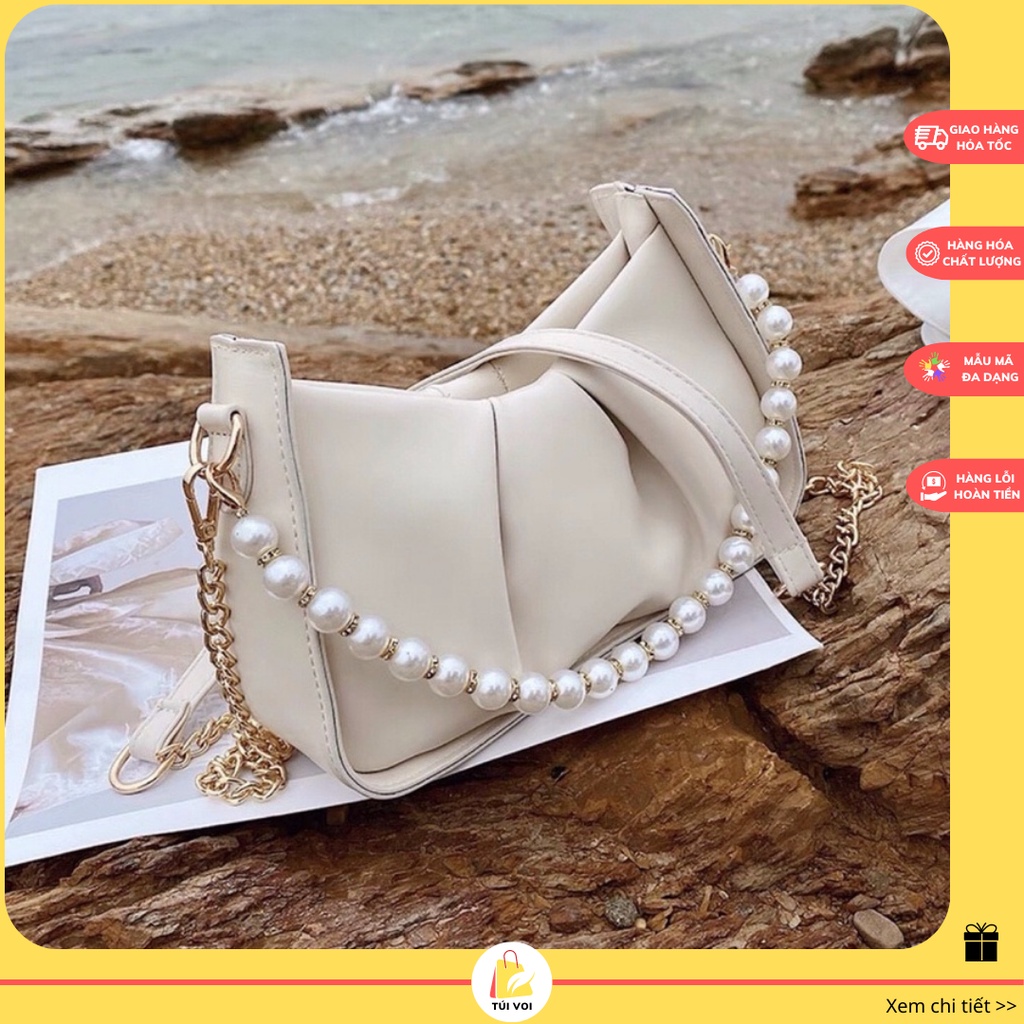 Túi xách nữ đeo chéo da gấp quai ngọc cao cấp sang chảnh hiện đại dành cho bạn gái CV31