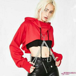ORDER áo hoodie croptop kèm chain ( ảnh thật t3)