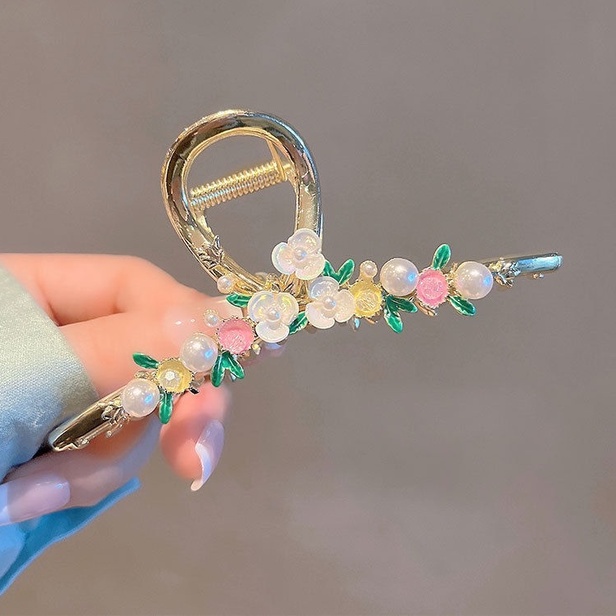 Kẹp Tóc Cỡ Lớn Bằng Kim Loại Hình Hoa Thời Trang Mùa Hè