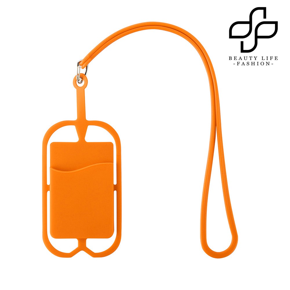 【NEW】Silicone Phone Back Case Card Holder with Lanyard Sling Necklace Strap Neck Cord