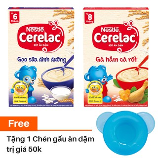 Combo 2 hộp bột ăn dặm nestlé cerelac gạo sữa và gà hầm 200g/hộp