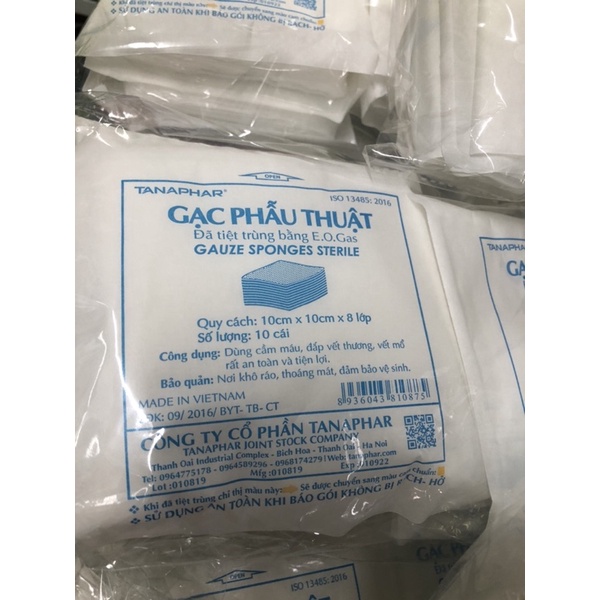 ❤️ Gạc Phẫu Thuật Tanaphar 10 X 10 Cm X 8 Lớp 12 lớp Gạc phẫu thuật - gạc y tế tiệt trùng tanapha 10x10cm 8 lớp 12 lớp