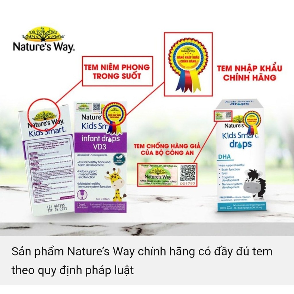 ✔️️️(Tặng quà xinh) Nature's Way Kids Smart Infant Drops VD3 - Bổ sung Vitamin D3 cho Bé (Lọ 10ml)