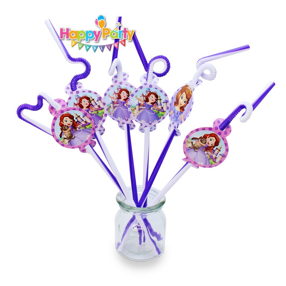 Set trang trí sinh nhật bé gái Bộ phụ kiện chủ đề công chúa Sofia mini - mega - Happy birthday thôi nôi cho bé