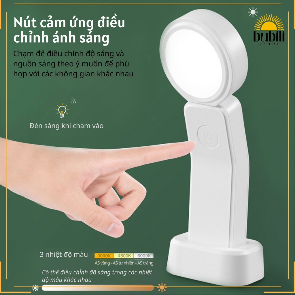 Đèn ngủ Để bàn Di động 3 nhiệt độ màu Làm mờ vô cấp Mặt tròn SL918
